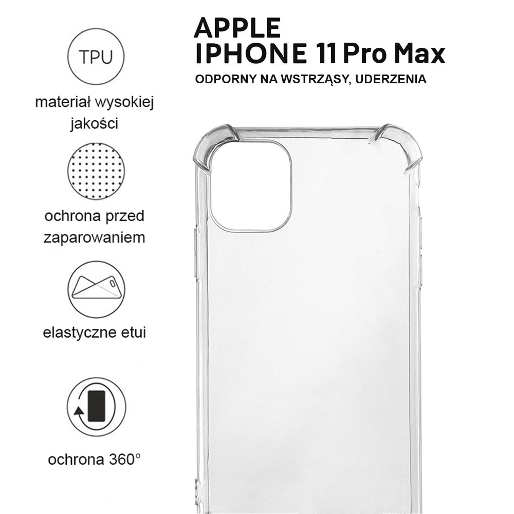 Przeźroczyste etui pancerne anti-shock wzmocnione krawędzie do iPhone 11 Pro Max