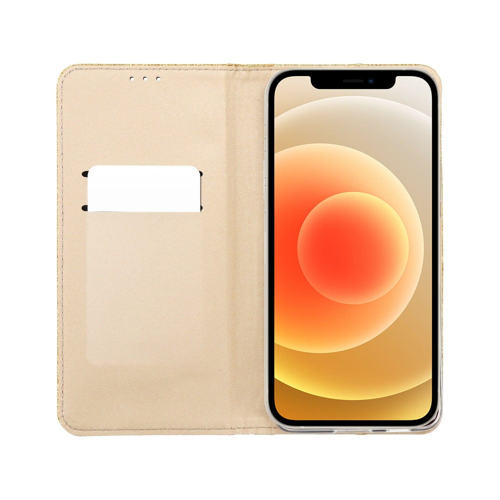 Etui do iPhone 12 Mini Gold Shining kabura, zamykane złote