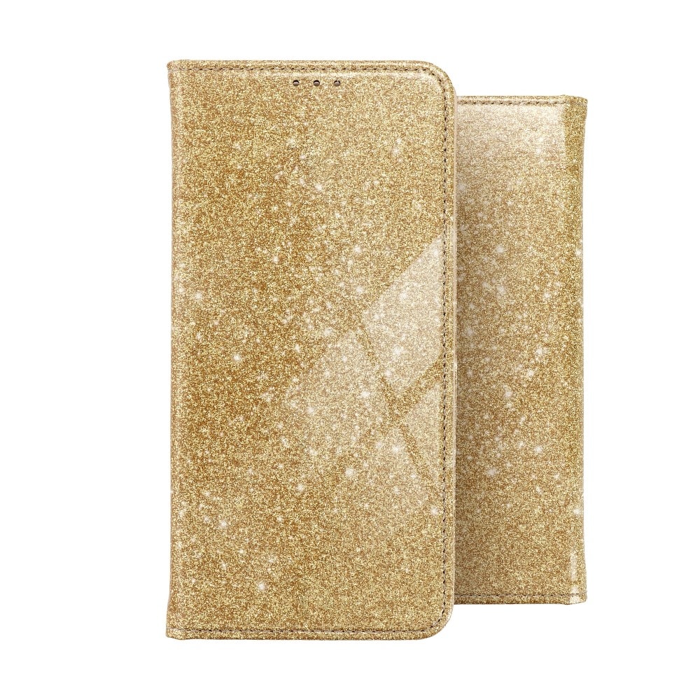 Etui do iPhone 12 Mini Gold Shining kabura, zamykane złote