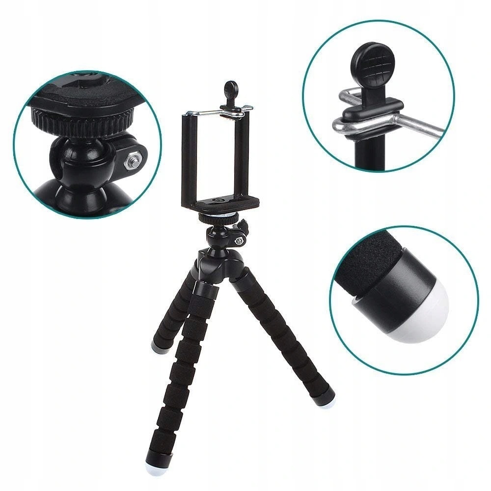 Statyw i uchwyt do telefonu – elastyczny czarny Tripod
