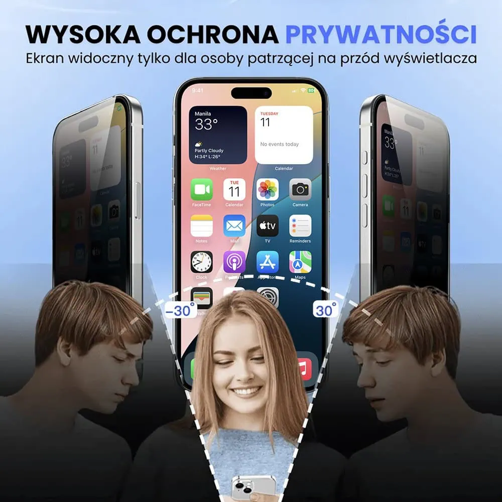 Szkło hartowane 5D z filtrem przyciemniającym Privacy do iPhone 16 Plus