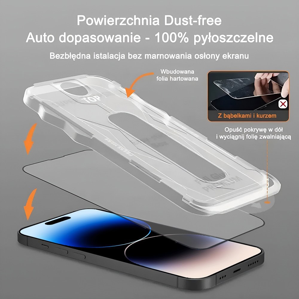 Szkło hartowane na ekran 9H do iPhone 14 Pro Max z aplikatorem