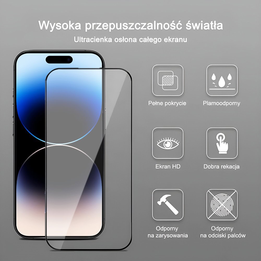 Szkło hartowane na ekran 9H do iPhone 14 Pro Max z aplikatorem