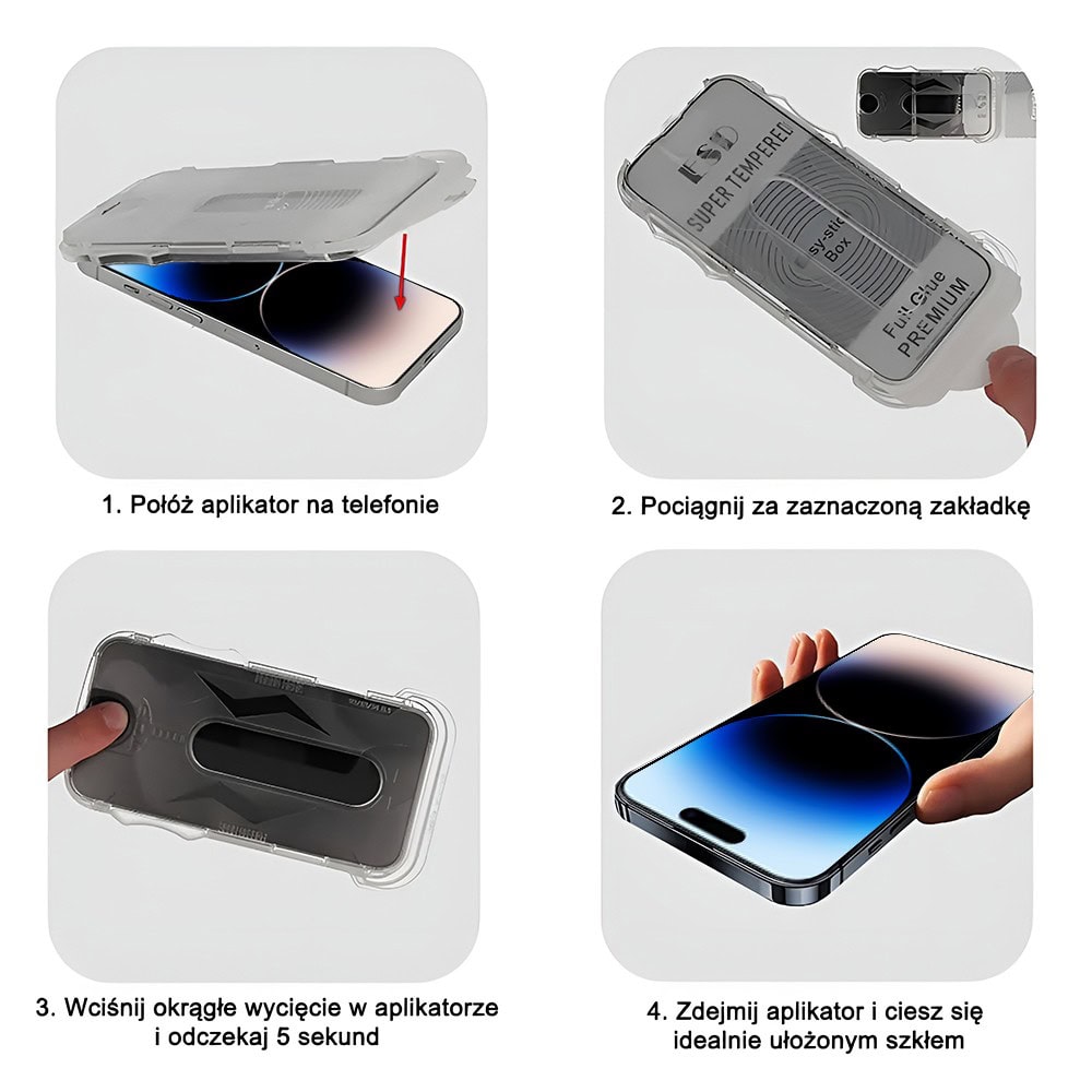 Szkło hartowane na ekran 9H do iPhone 14 Pro Max z aplikatorem