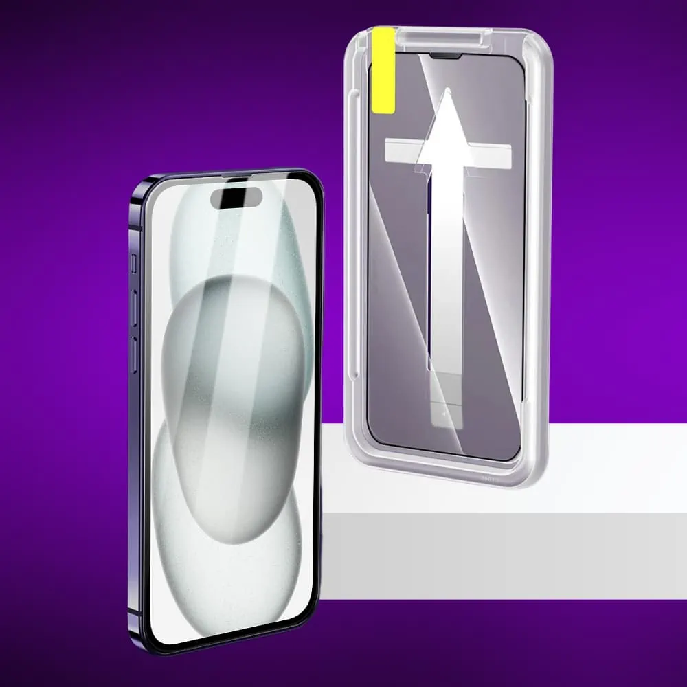 Szkło hartowane na ekran 9H do iPhone 15 z aplikatorem