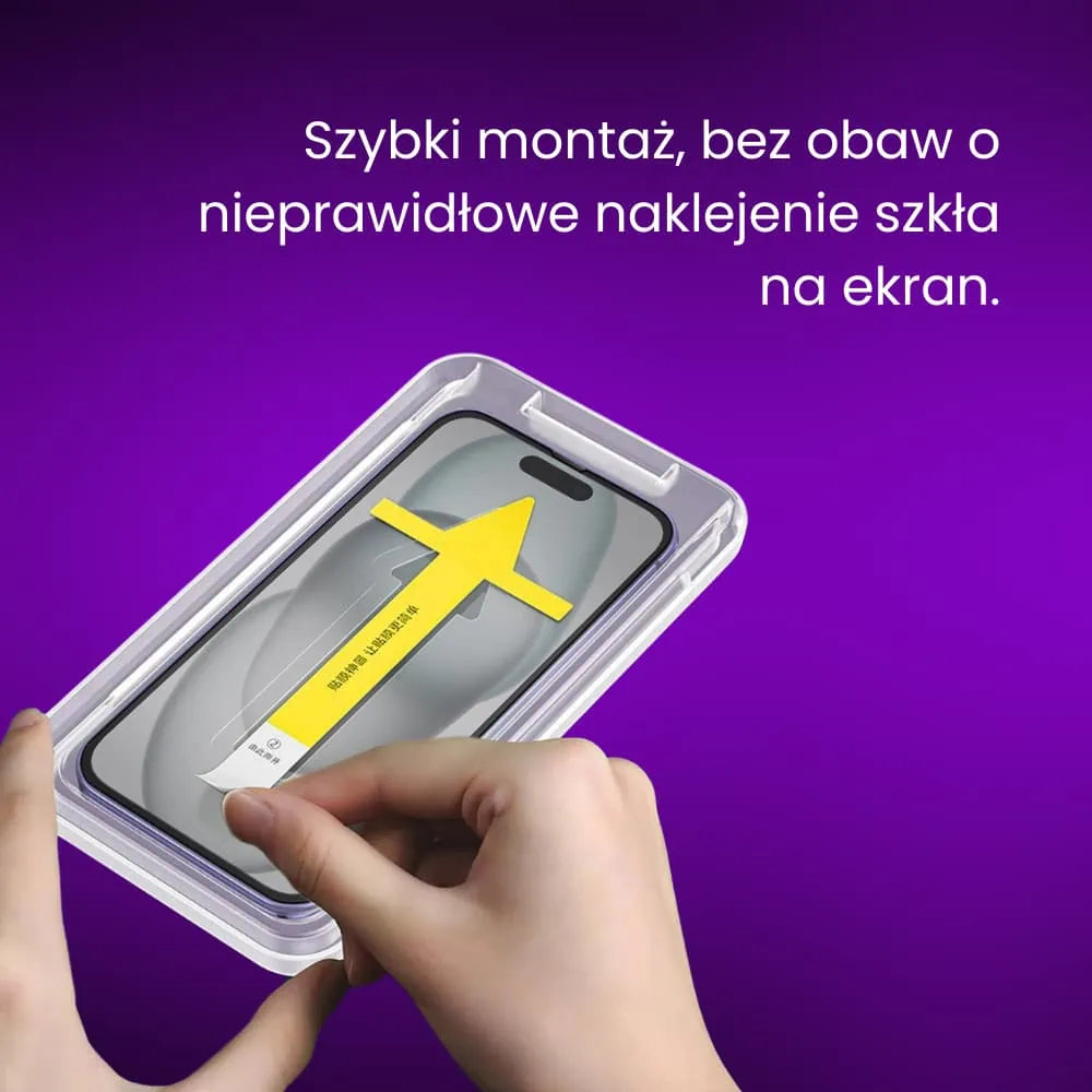 Szkło hartowane na ekran 9H do iPhone 15 z aplikatorem