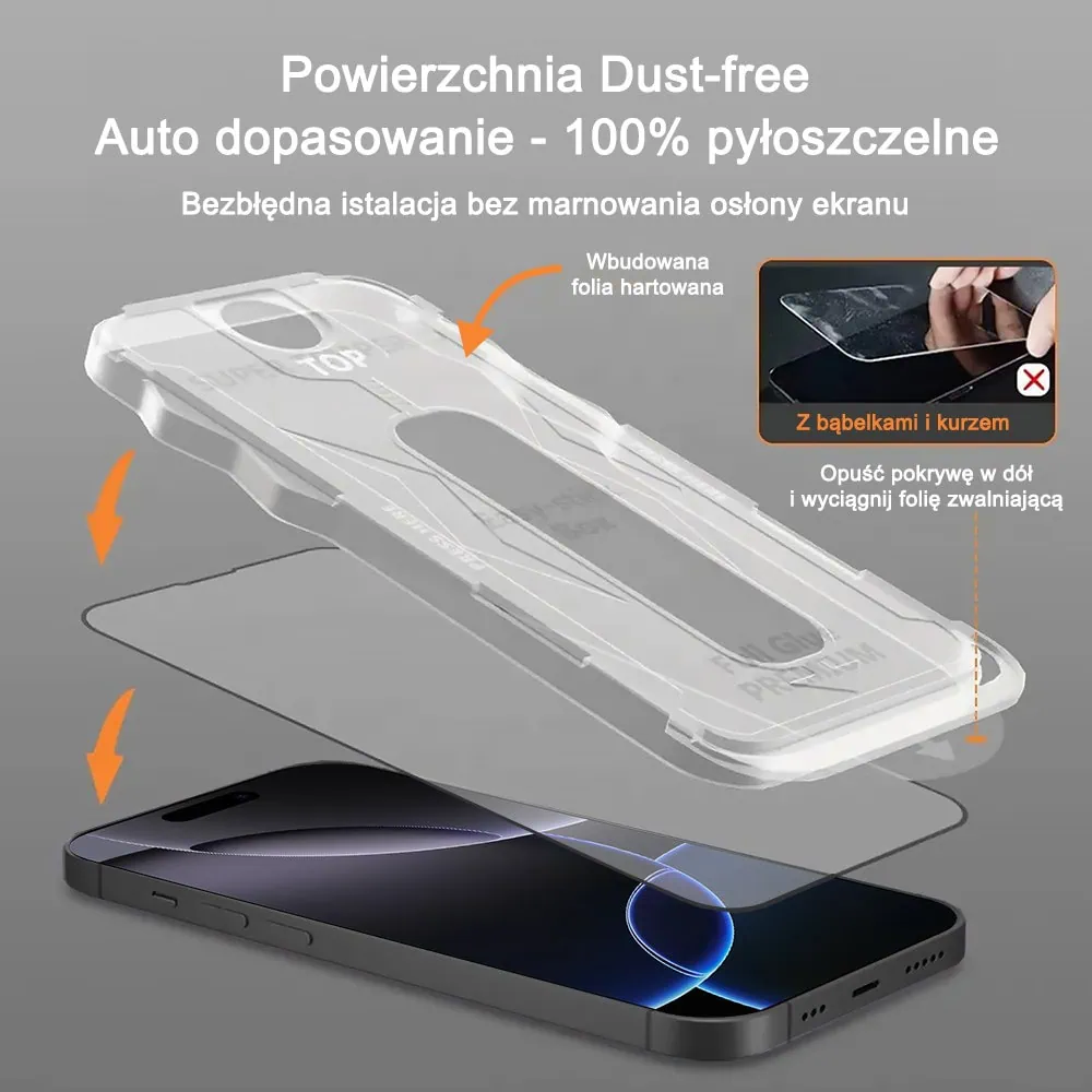 Szkło hartowane na ekran 9H do iPhone 16 Pro z aplikatorem