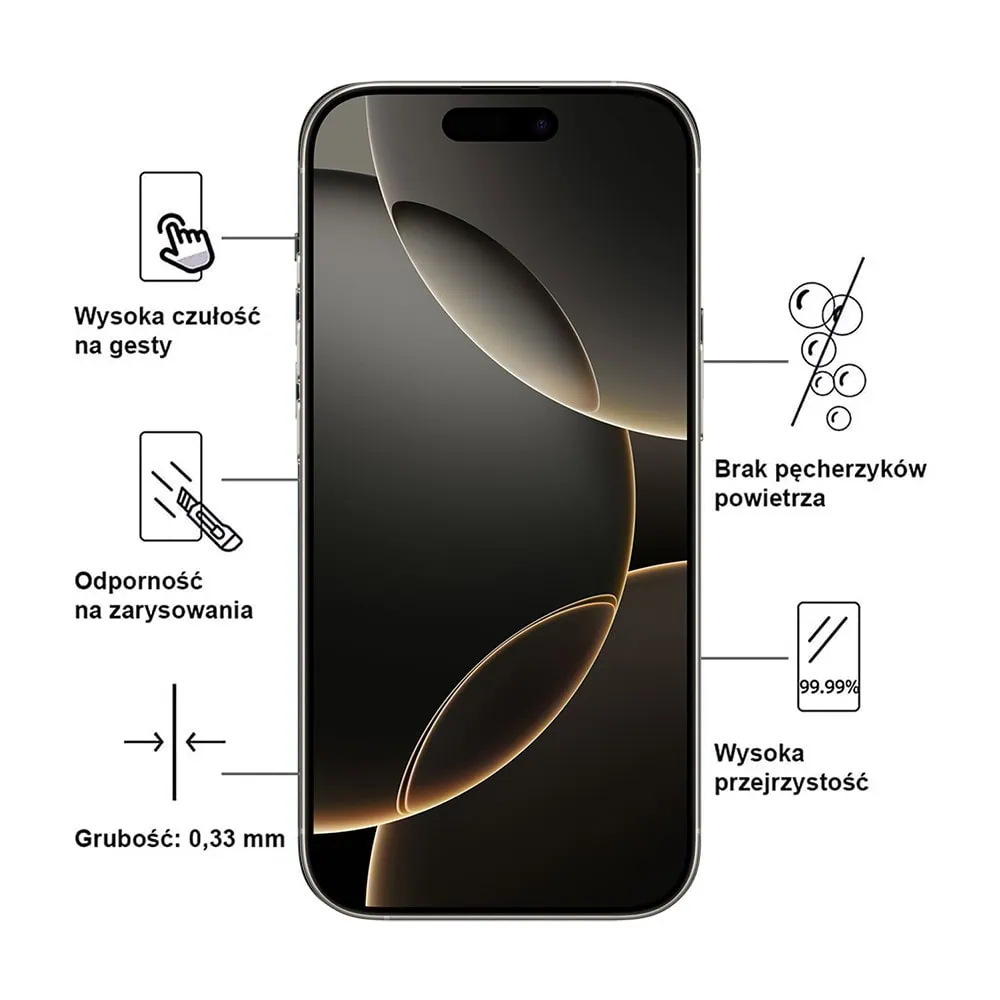 Szkło hartowane wzmacniane 9H na ekran do iPhone 16 Pro