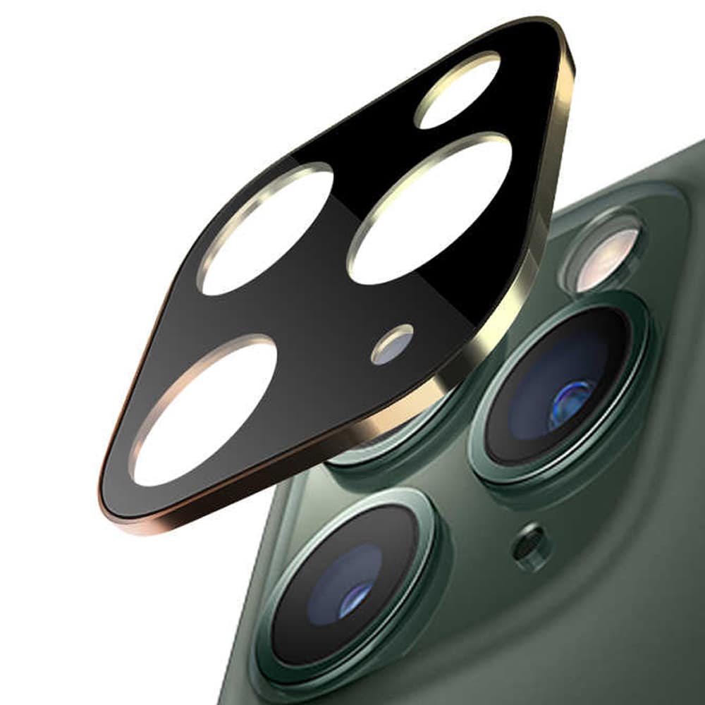 iPhone 11 Pro szkło na cały aparat czarne ze złotą ramką