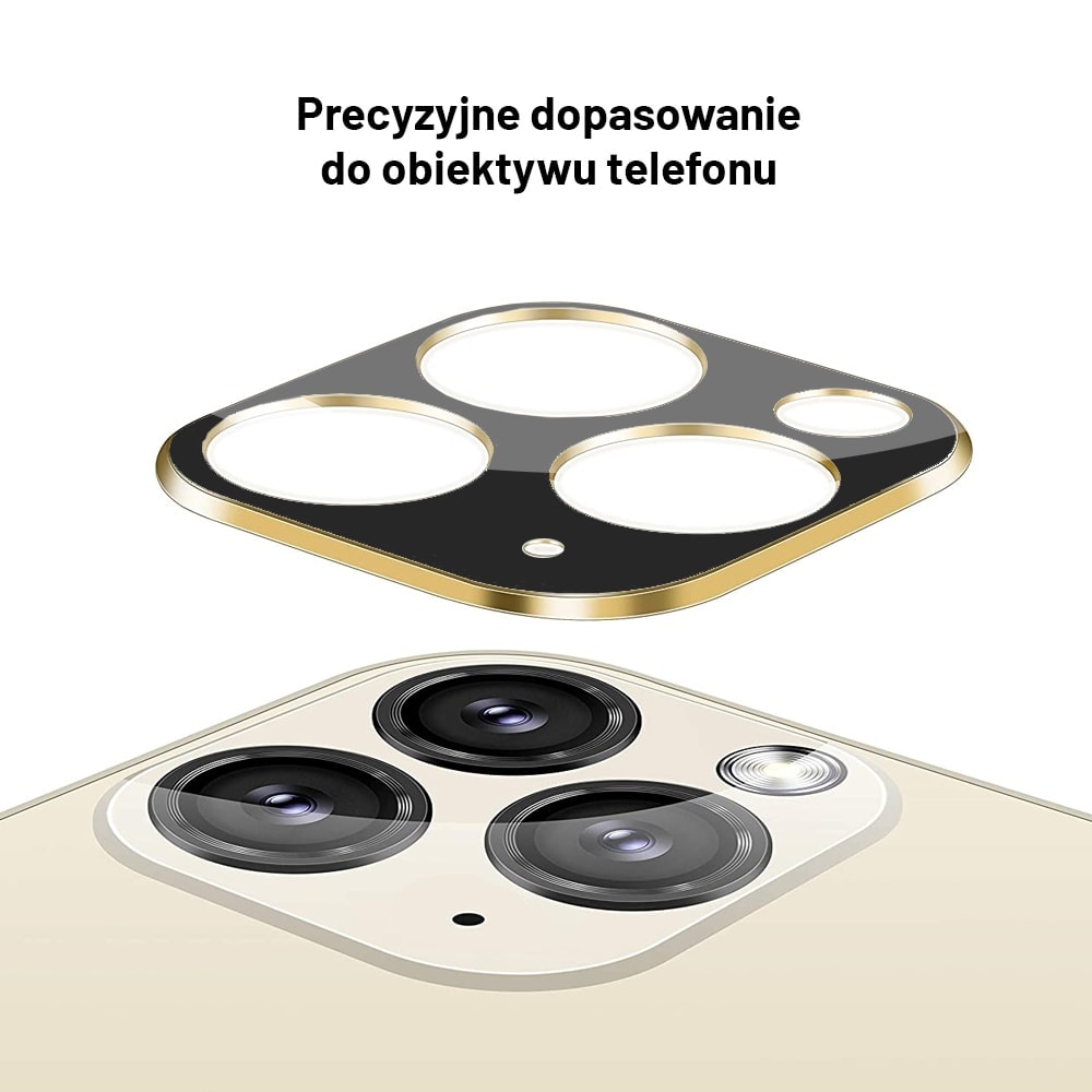 iPhone 11 Pro szkło na cały aparat czarne ze złotą ramką
