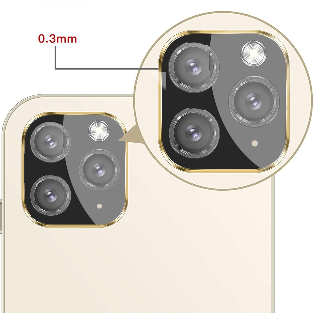 iPhone 11 Pro szkło na cały aparat czarne ze złotą ramką