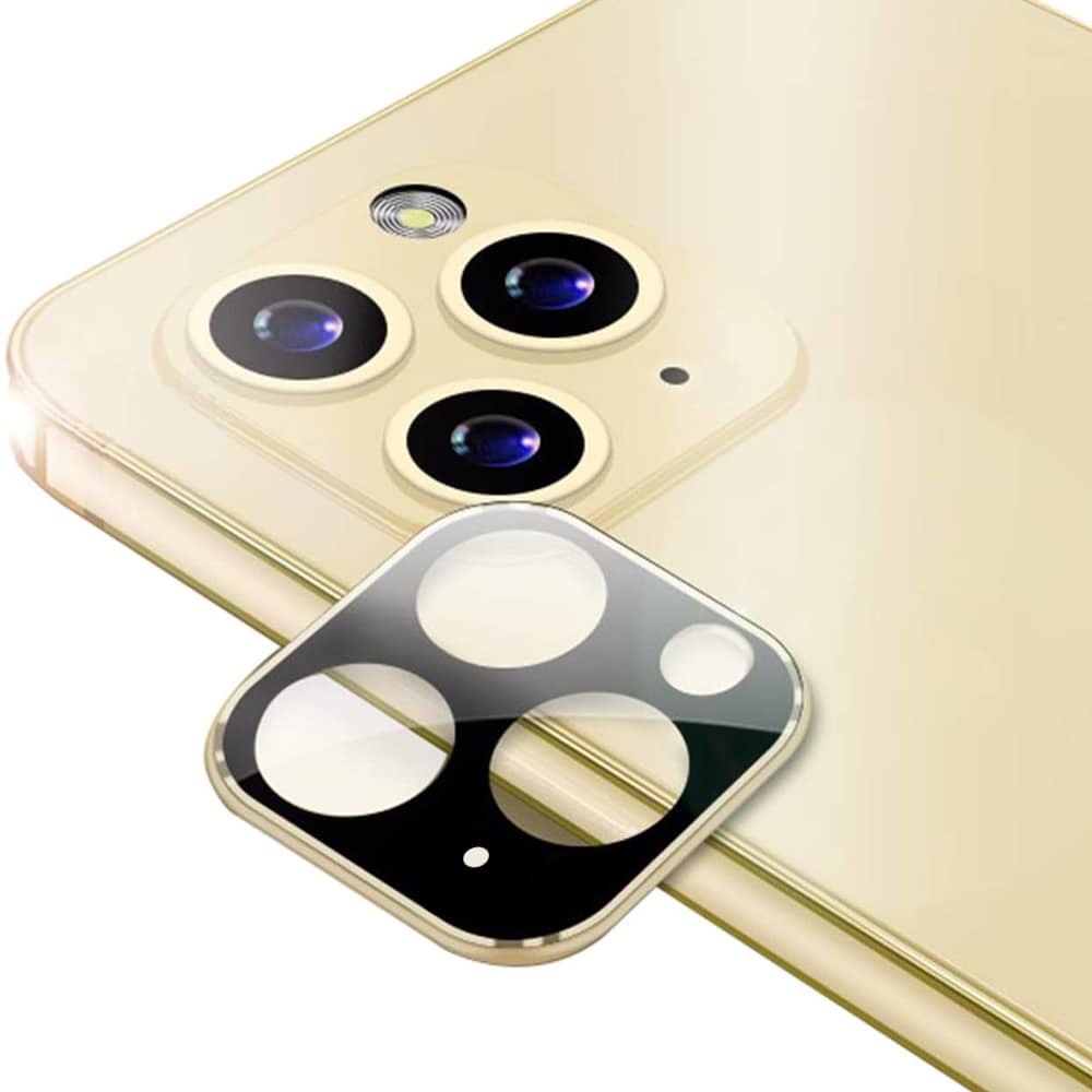 iPhone 11 Pro szkło na cały aparat czarne ze złotą ramką