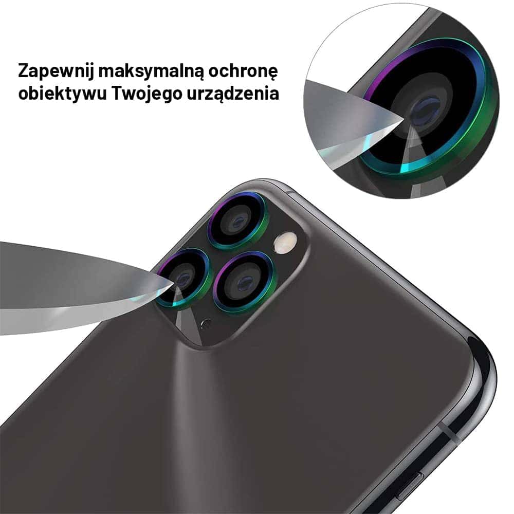 Szkło na iPhone 12 Pro na aparat, trwała metalowa osłona ze szkłem