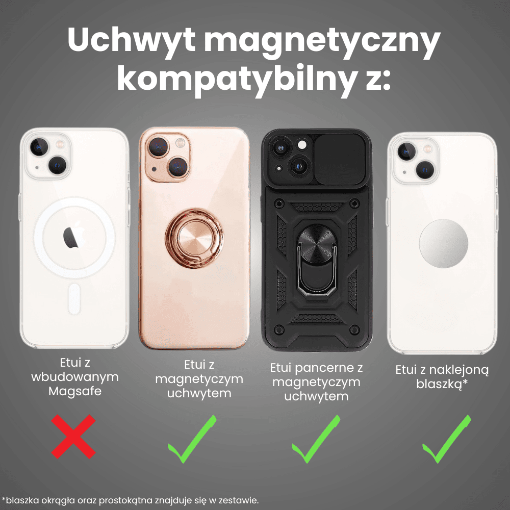 Uchwyt magnetyczny Carbon rotacja 360° na deskę/kokpit, czarny