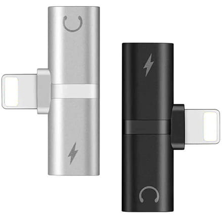 Rozdzielacz 2w1 do iPhone słuchawki + ładowarka czarny