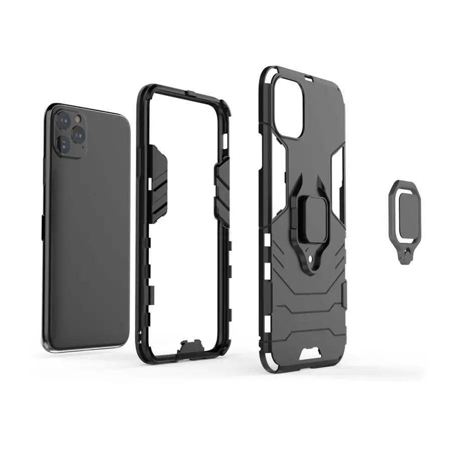Etui do iPhone 14 Pro pancerne hybrydowe, magnetyczne z uchwytem, czarne
