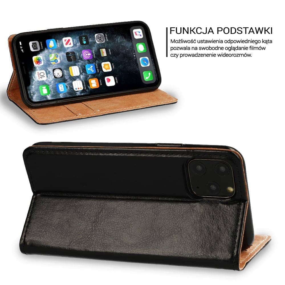 Etui do iPhone 11 Pro Max skórzane, czarne