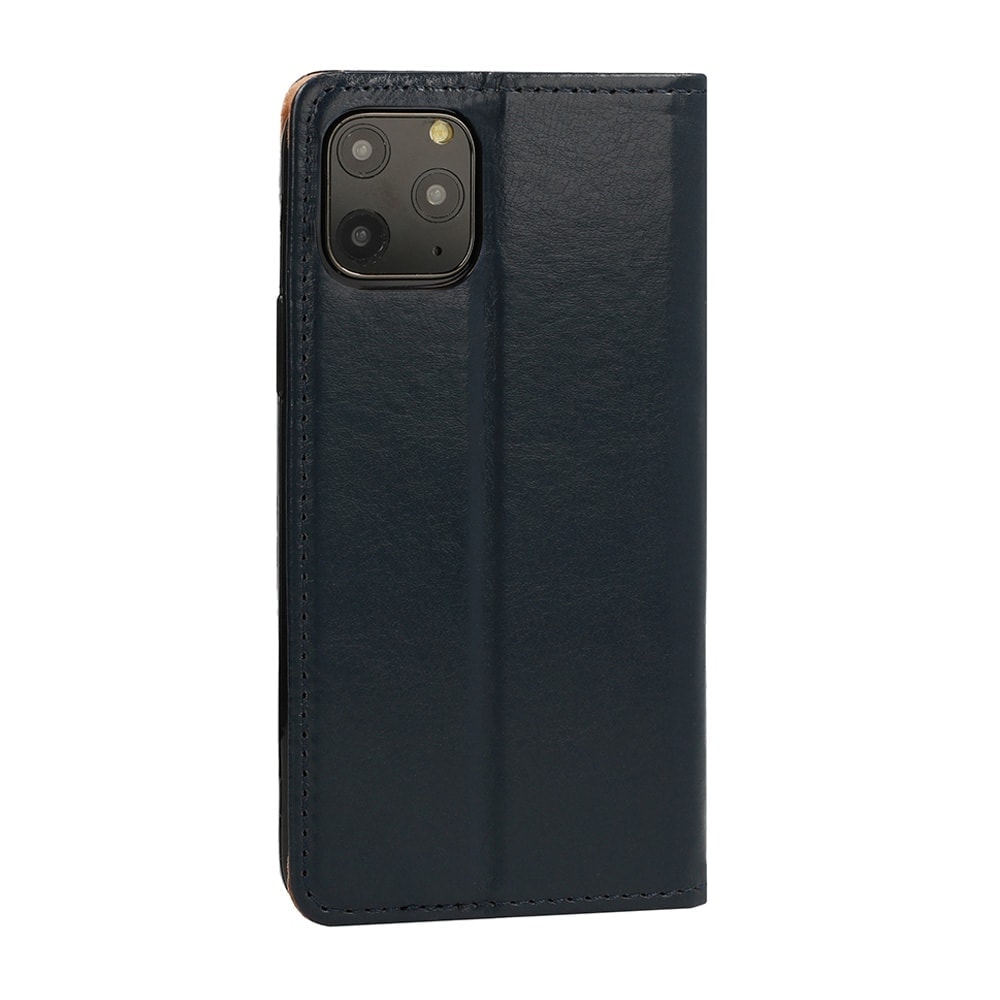 Etui do iPhone 11 Pro Max skórzane, eleganckie z klapką, granatowe