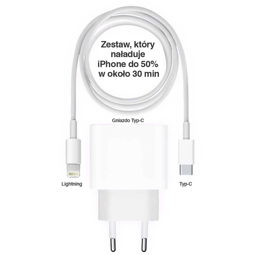 Bardzo szybka ładowarka zasilacz 3A 20W z kablem lightning do iPhone 14/13/12/11/X szybkie ładowanie