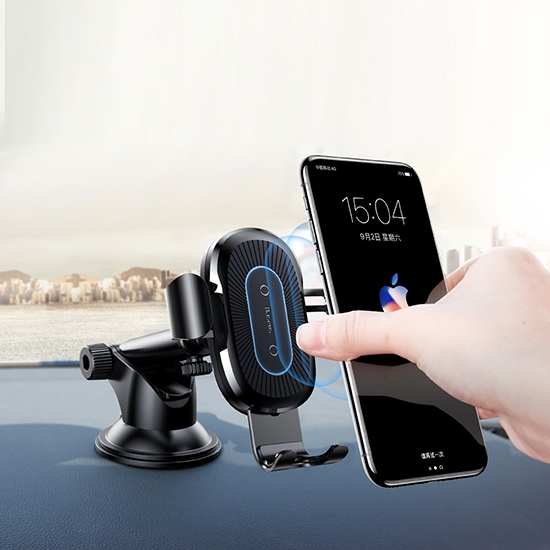 Uchwyt z ładowarką do samochodu 2 w 1 Czarny