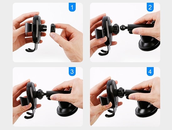 Uchwyt z ładowarką do samochodu 2 w 1 Czarny