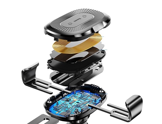 Uchwyt z ładowarką do samochodu 2 w 1 Czarny