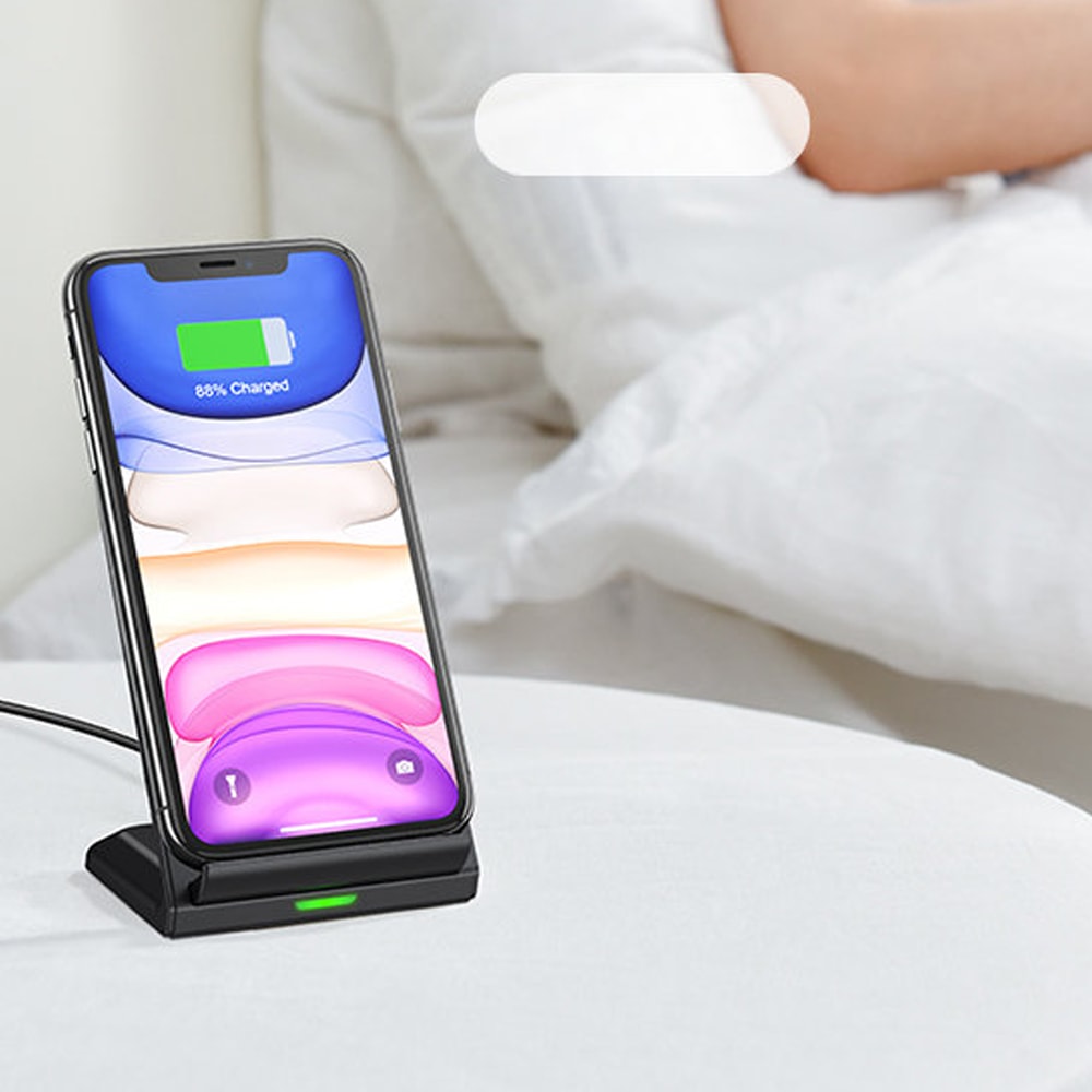 Bezprzewodowa ładowarka indukcyjna czarna podstawka + kabel w zestawie, czarna