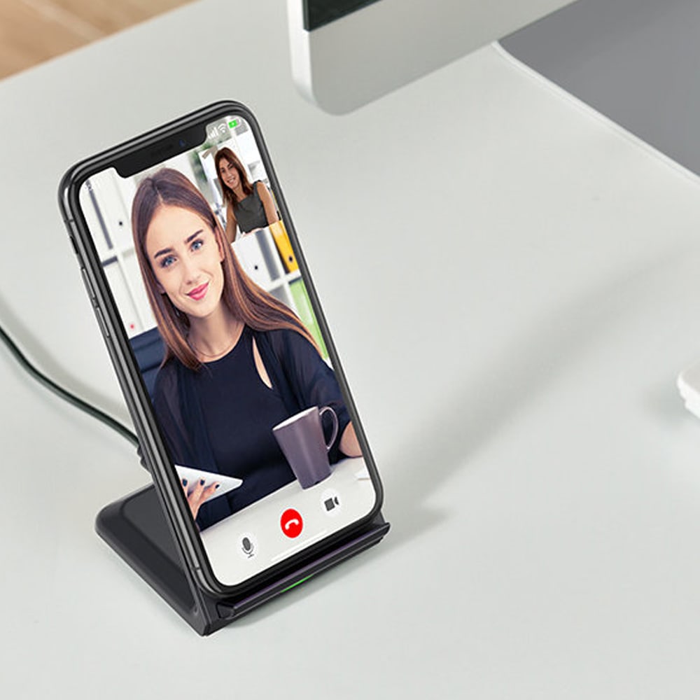 Bezprzewodowa ładowarka indukcyjna czarna podstawka + kabel w zestawie, czarna