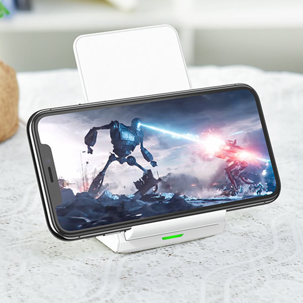 Bezprzewodowa ładowarka indukcyjna biała podstawka + kabel w zestawie, biała