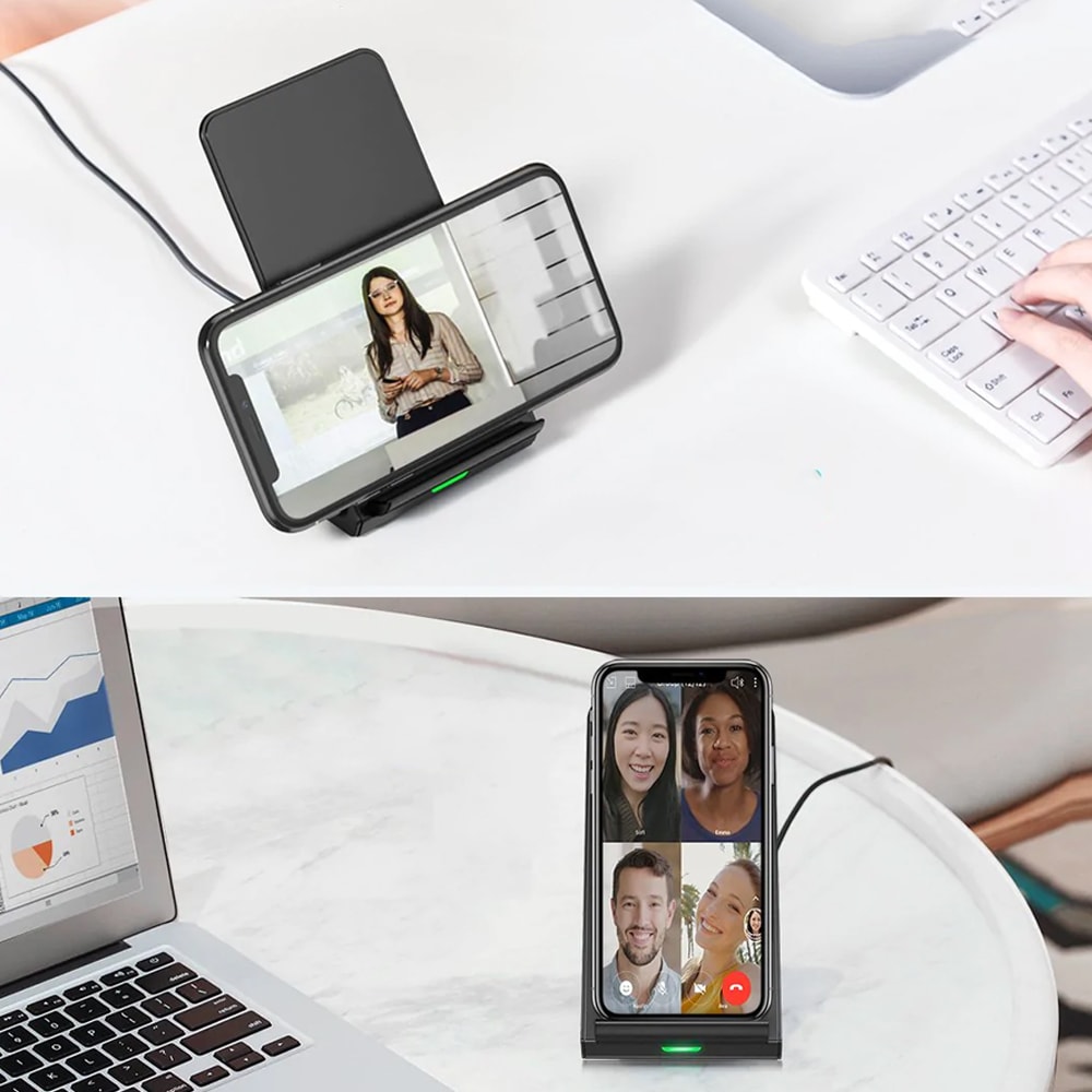 Bezprzewodowa ładowarka indukcyjna czarna podstawka + kabel w zestawie, czarna