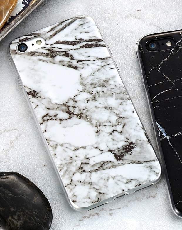 Etui do iPhone SE2022/SE2020/8/7 elastyczne biały marmur