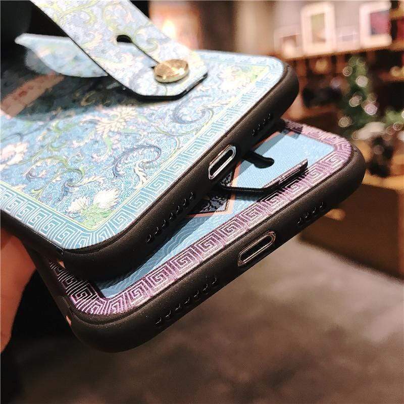 Etui do iPhone XS Max elegancki oryginalny wzór z kwiatami z uchwytem