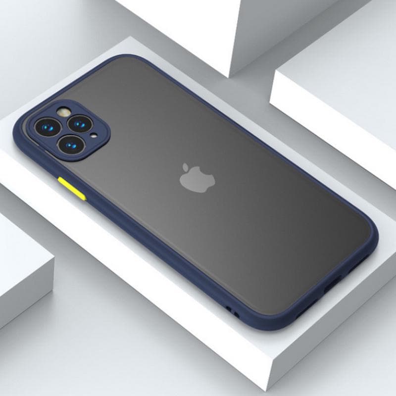 Etui do iPhone 12 Pro półprzeźroczyste matowe z ochroną aparatu, granatowe