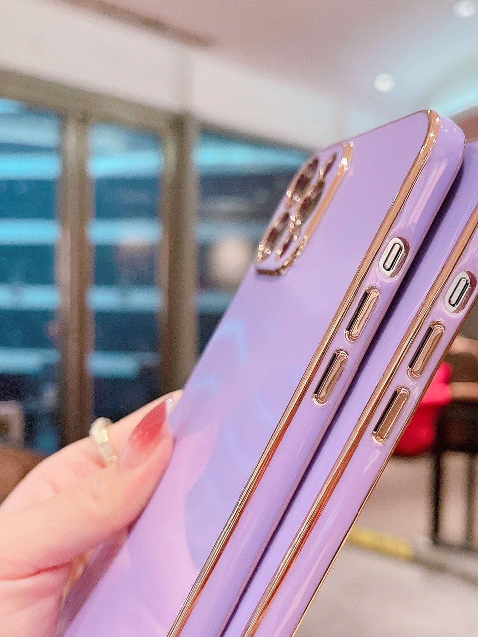 Etui do iPhone 12 Pro luksusowe stylowe, liliowe fioletowe