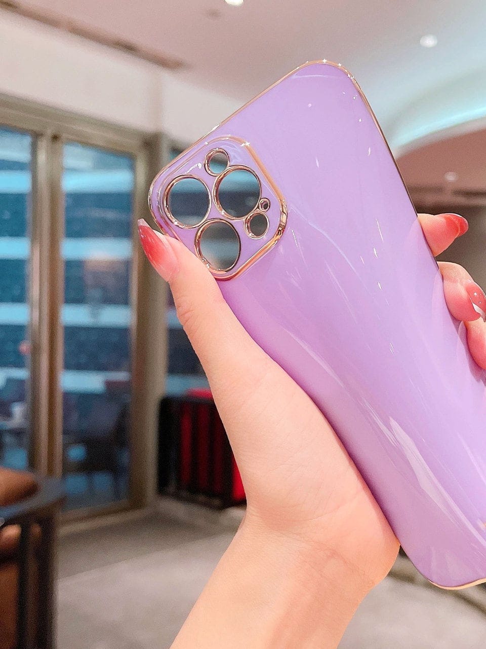 Etui do iPhone 12 Pro luksusowe stylowe, liliowe fioletowe