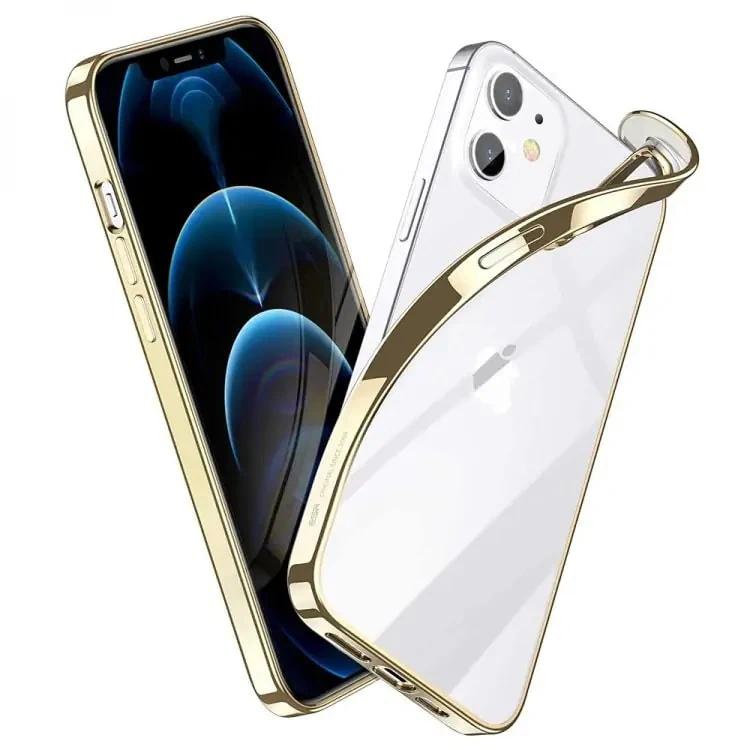 Etui do iPhone 12/12 Pro JETech Simple Metallic gold przeźroczyste z ramką w kolorze złota (OUTLET)