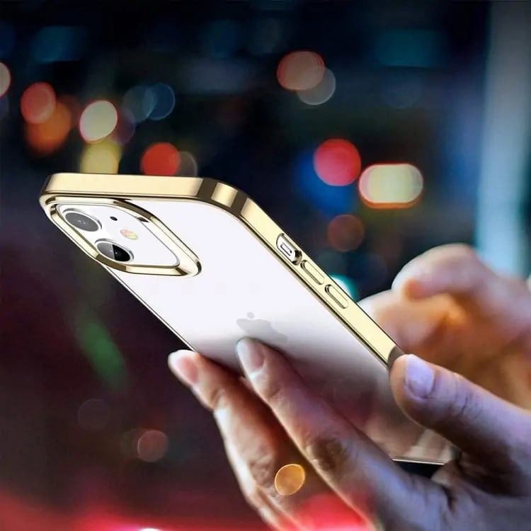 Etui do iPhone 12/12 Pro JETech Simple Metallic gold przeźroczyste z ramką w kolorze złota (OUTLET)