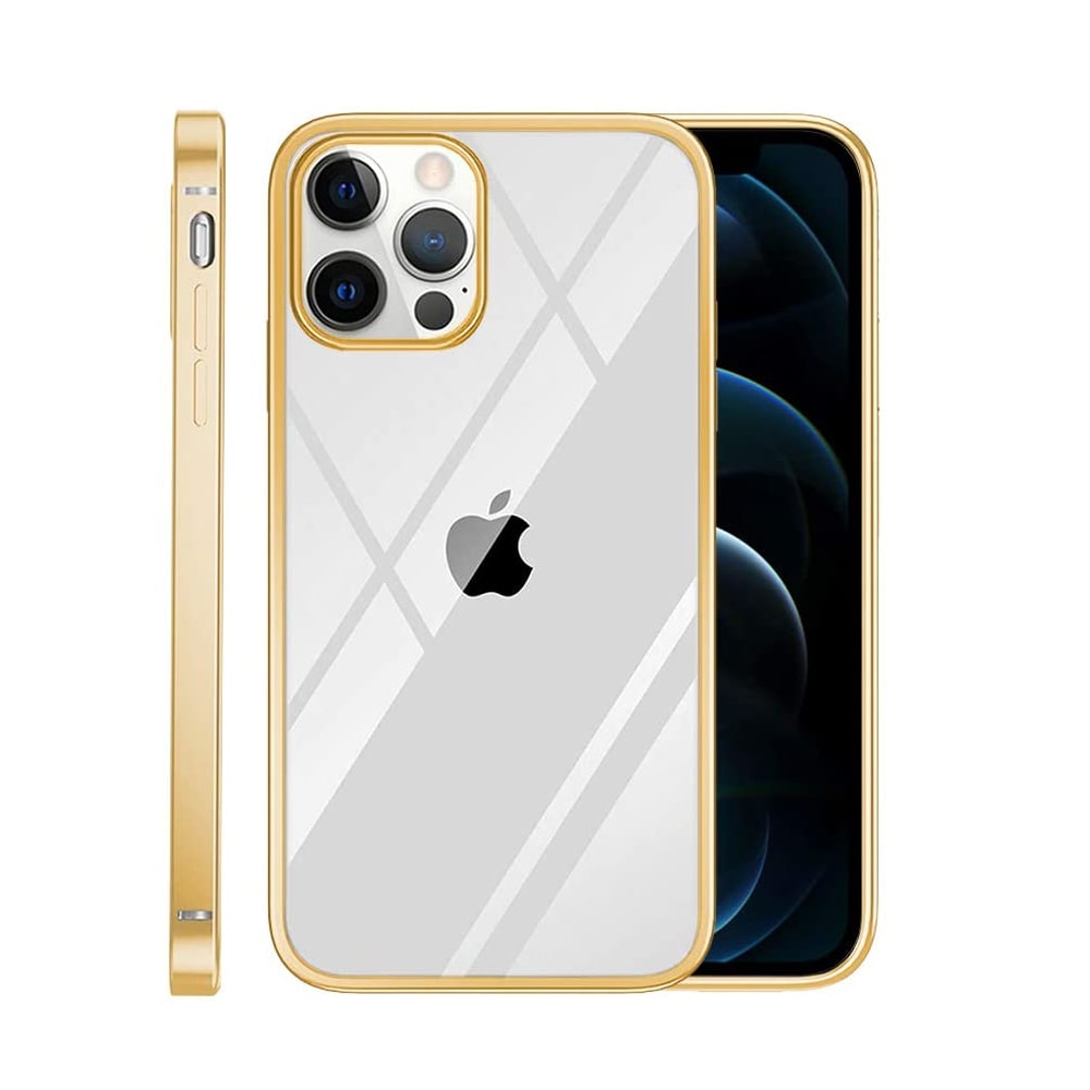 Etui do iPhone 13 Pro JETech Simple Metallic gold przeźroczyste z ramką w kolorze złota