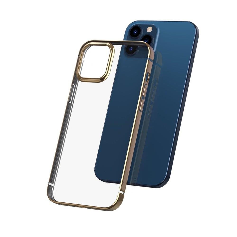 Etui do iPhone 14 JETech Simple Metallic gold przeźroczyste z ramką w kolorze złota (OUTLET)