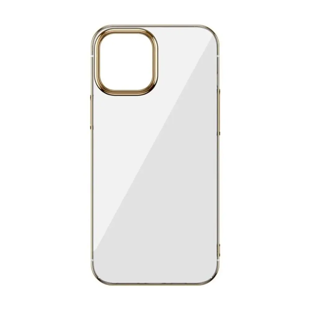 Etui do iPhone 13 Pro JETech Simple Metallic gold przeźroczyste z ramką w kolorze złota