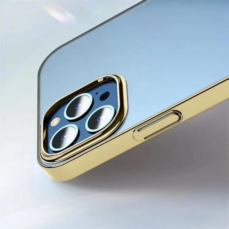 Etui do iPhone 13 Pro JETech Simple Metallic gold przeźroczyste z ramką w kolorze złota