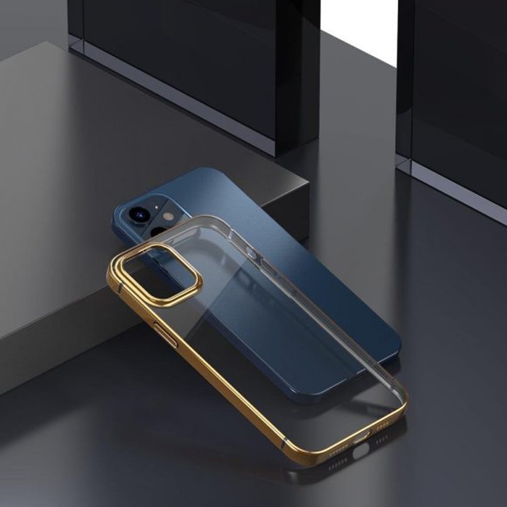 Etui do iPhone 14 JETech Simple Metallic gold przeźroczyste z ramką w kolorze złota (OUTLET)