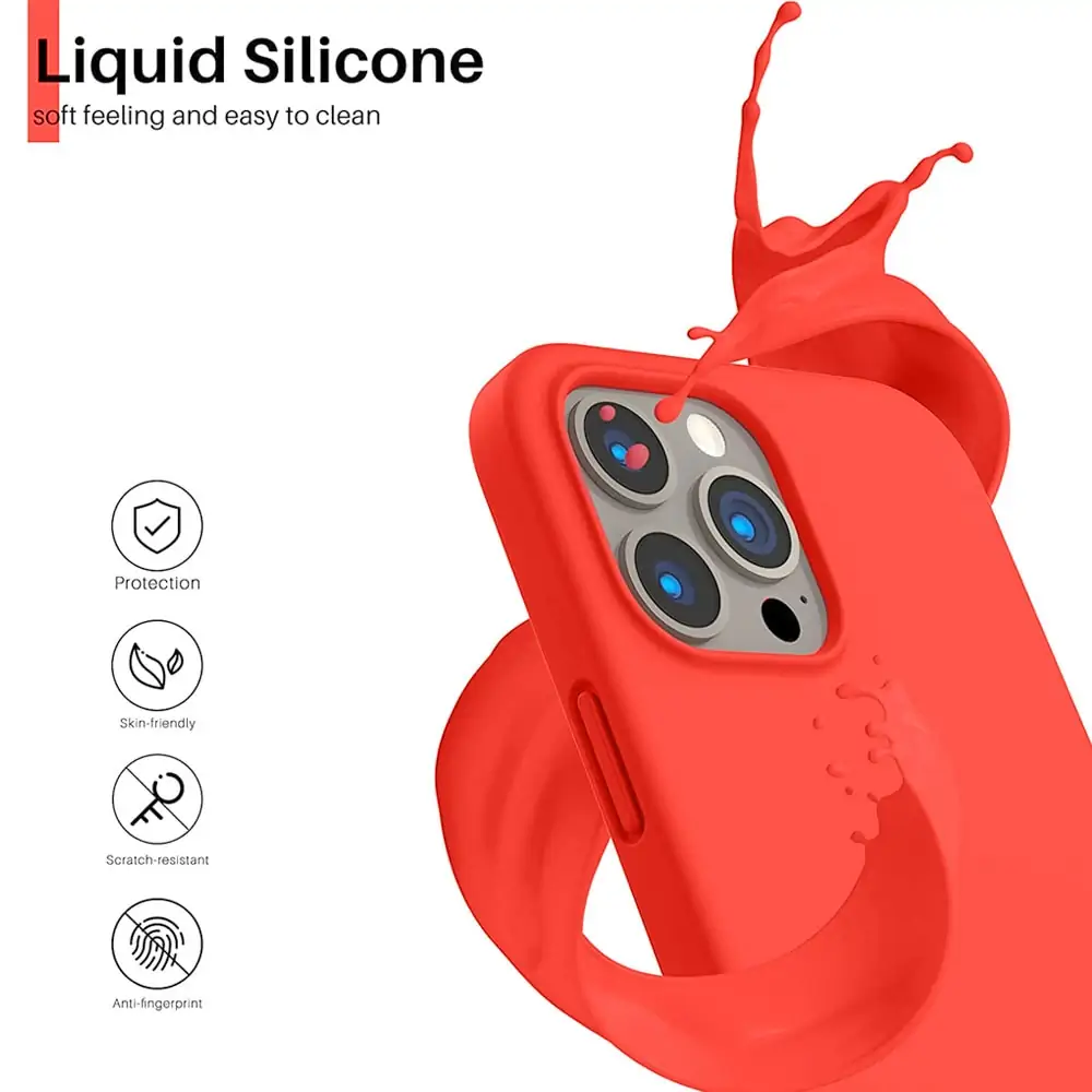 Etui do iPhone 13 Pro silikonowe z mikrofibrą soft touch, grapefruit