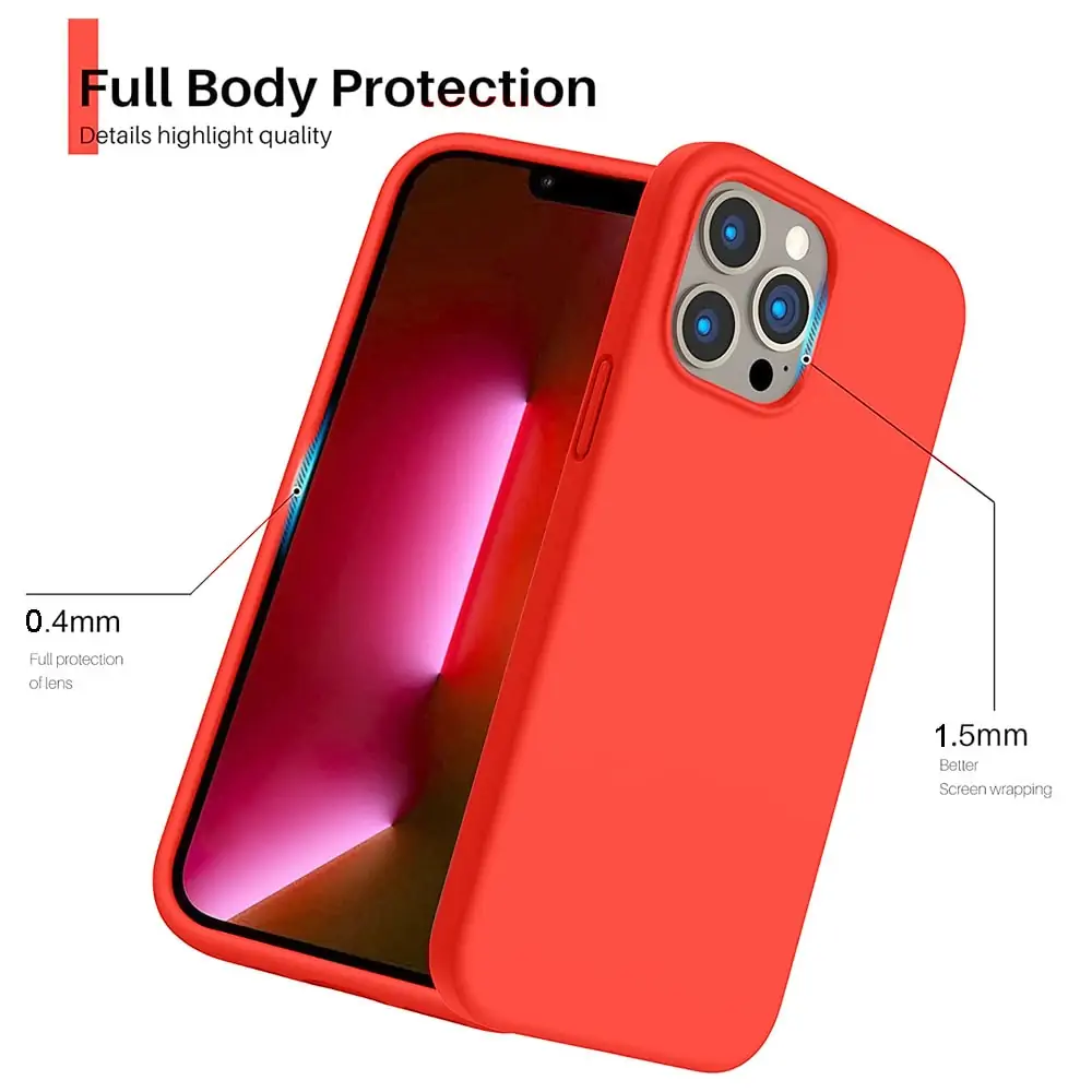 Etui do iPhone 13 Pro silikonowe z mikrofibrą soft touch, grapefruit