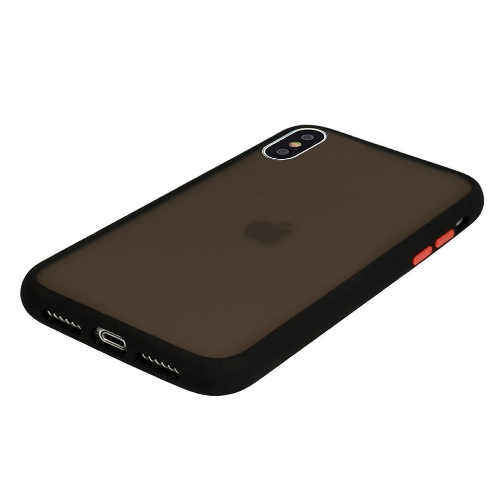 Etui do iPhone X/XS półprzeźroczyste matowe z ochroną aparatu, czarne