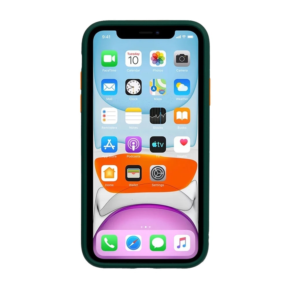 Ochronne stylowe etui z kolorowymi przyciskami do iPhone XR, zielone
