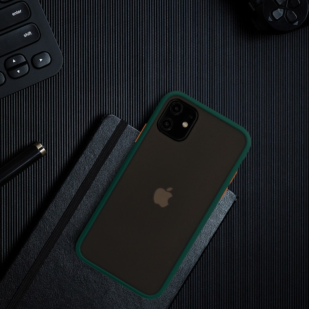 Ochronne stylowe etui z kolorowymi przyciskami do iPhone XR, zielone