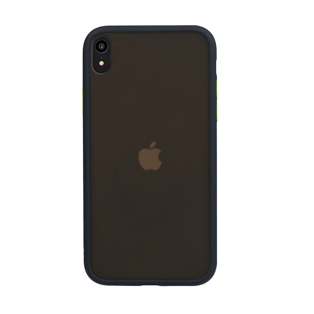 Granatowe ochronne etui z kolorowymi przyciskami do iPhone XR