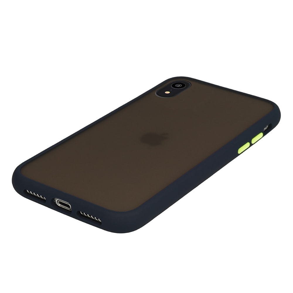 Granatowe ochronne etui z kolorowymi przyciskami do iPhone XR