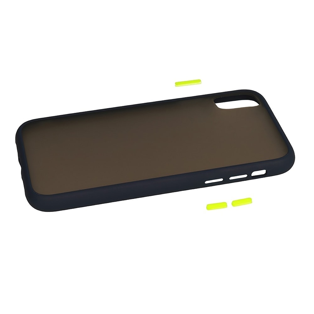 Granatowe ochronne etui z kolorowymi przyciskami do iPhone XR